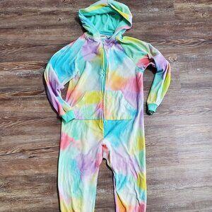 Cat and Jack Cat Hooded Pajama One Piece Size MED 7/8 Tye Dye
